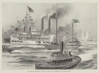 The Coming Anglo-American Yacht-Race, Arrival of the Shamrock in New York Harbour